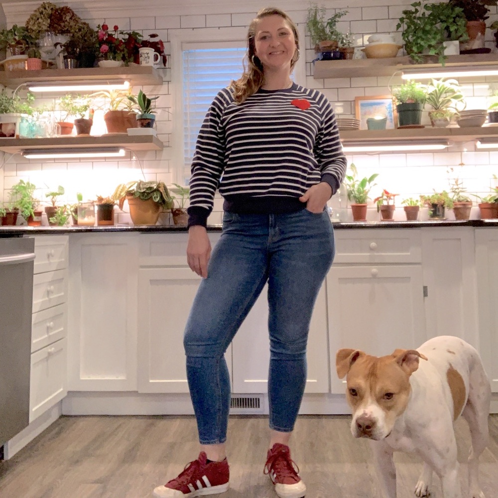 Old Navy, Navy and White Striped Sweatshirt